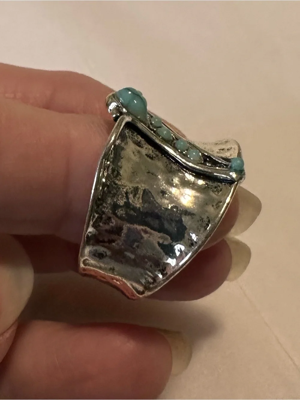 Silver tone Turquoise Accent Women's Ring size 8